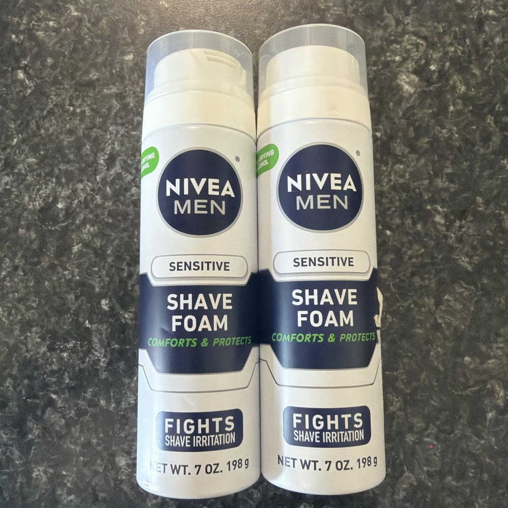 2 Pc Nivea for Men Sensitive Shave Foam 7oz No drying alcohol Fights Irritation